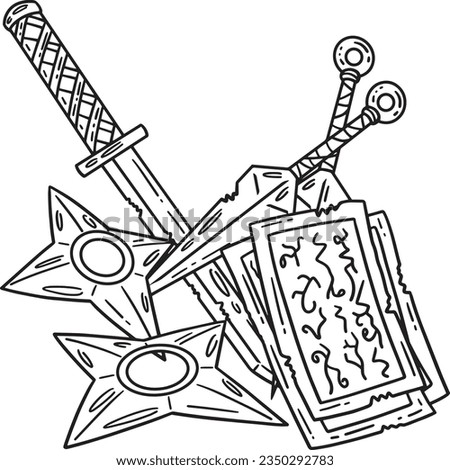 Ninja Tools Isolated Coloring Page for Kids