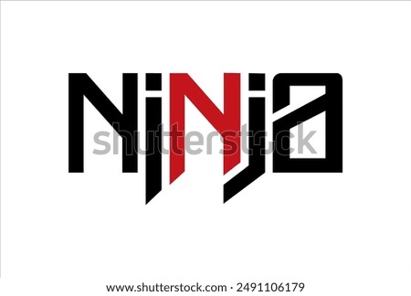 ninja typography logo icon design vector