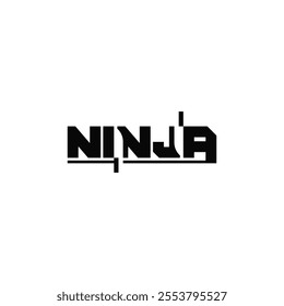 Ninja typography text logo design.