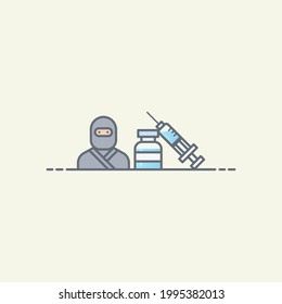 Ninja vaccination vector icon illustration