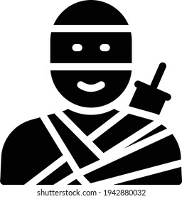 icono plano de glifo vectorial ninja