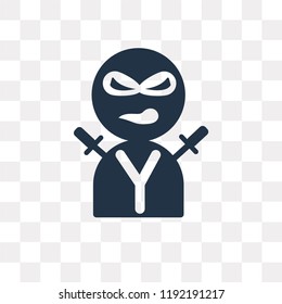 Ninja vector icon isolated on transparent background, Ninja transparency concept can be used web and mobile