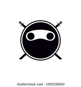 Ninja Vector icon. Simple black ninja head logo