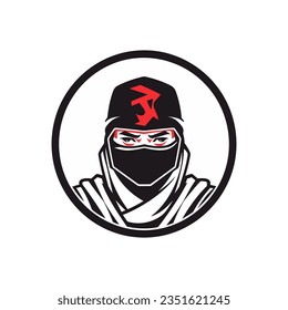 Ilustración vectorial Ninja sobre fondo blanco