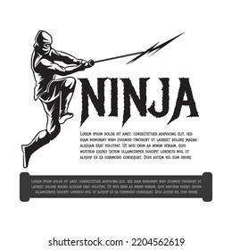 Ninja vector illustration. Silhouette of Japanese fighter.