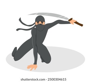 ninja vector illustration, white background.