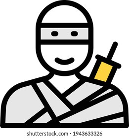 icono de color de línea de vector ninja