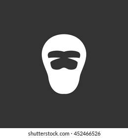 Ninja vector logo isolated on a black background. Icon silhouette design template. Simple symbol concept in flat style. Abstract sign, pictogram for web, mobile and infographics