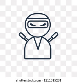 Ninja vector outline icon isolated on transparent background, high quality linear Ninja transparency concept can be used web and mobile