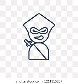 Ninja vector outline icon isolated on transparent background, high quality linear Ninja transparency concept can be used web and mobile