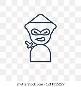 Ninja vector outline icon isolated on transparent background, high quality linear Ninja transparency concept can be used web and mobile