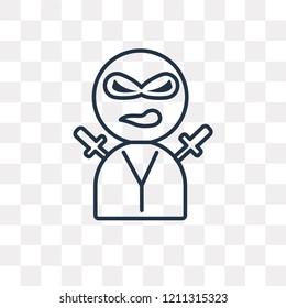 Ninja vector outline icon isolated on transparent background, high quality linear Ninja transparency concept can be used web and mobile