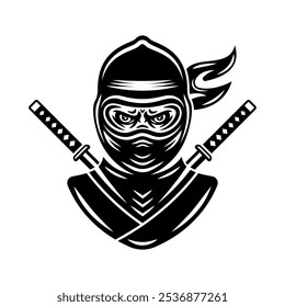 Ninja vector silhouette style black illustration on white background
