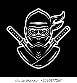 Ninja vector sticker illustration on black background