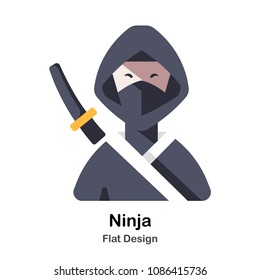 Ninja warior flat illustration