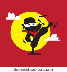 Ninja warior with full moon background