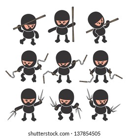 ninja warrior cartoon set