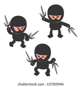 ninja warrior cartoon with weapon