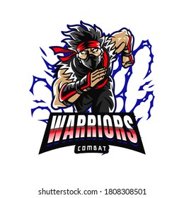 Ninja Warrior Cool Gaming Logo Template Graphics
