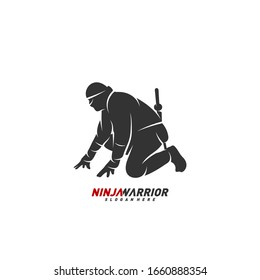 Ninja warrior design vector illustration. Silhouette of japanese fighter.