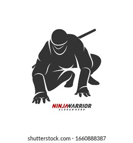 Ninja warrior design vector illustration. Silhouette of japanese fighter.