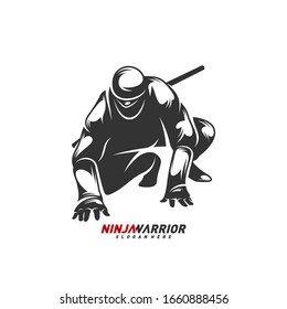Ninja Krieger Design Vektorillustration Illustration. Silhouette des japanischen Kämpfers.