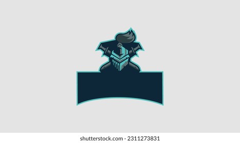 ninja warrior head with swords logo abstract vector template