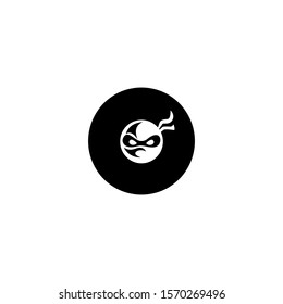Ninja warrior icon, Modern simple logo in flat cartoon style. Vector illustration,