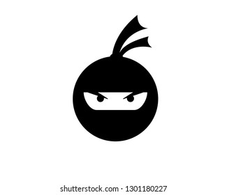 Ninja warrior icon. Simple black ninja head logo illustration design