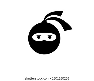 Ninja warrior icon. Simple black ninja head logo illustration design