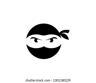 Ninja warrior icon. Simple black ninja head logo illustration design