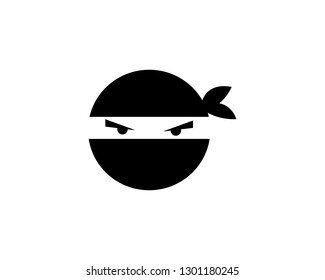 Ninja warrior icon. Simple black ninja head logo illustration design