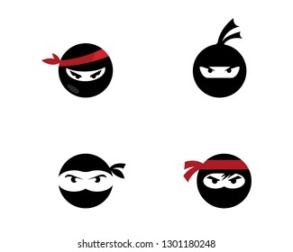 Ninja warrior icon. Simple black ninja head logo illustration design