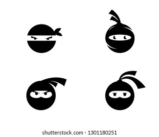 Ninja warrior icon. Simple black ninja head logo illustration design