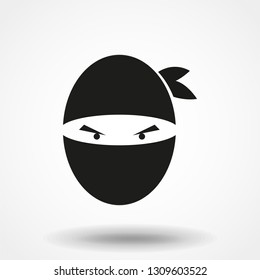 Ninja warrior icon. Simple black serious ninja head logo.