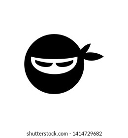 Ninja warrior icon. Simple black serious ninja head logo.