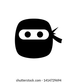 Ninja warrior icon. Simple black serious ninja head logo.