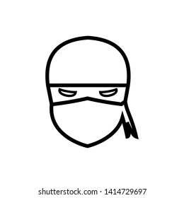 Ninja warrior icon. Simple black serious ninja head logo.