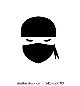 Ninja warrior icon. Simple black serious ninja head logo.