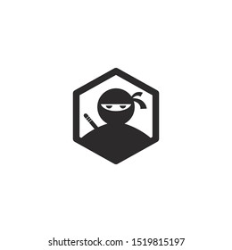 Ninja warrior icon. Simple black ninja logo illustration design