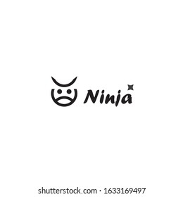 Ninja warrior icon. Simple black serious ninja head logo.