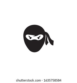 Ninja warrior icon. Simple black ninja head logo illustration design
