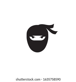 Ninja warrior icon. Simple black ninja head logo illustration design