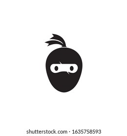 Ninja warrior icon. Simple black ninja head logo illustration design