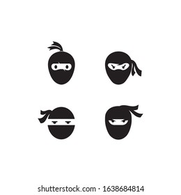 Ninja warrior icon. Simple black ninja head logo illustration design