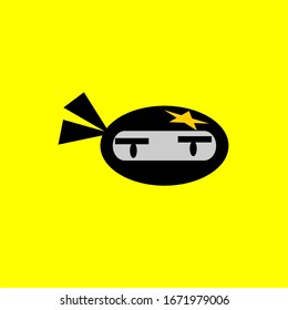 Ninja warrior icon. Simple black serious ninja head logo.