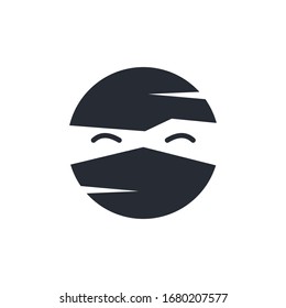 Ninja warrior icon. Simple black serious ninja head logo