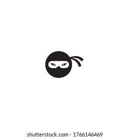 Ninja warrior icon. Simple black ninja head logo illustration design