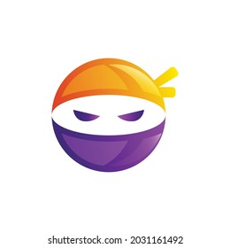 Ninja warrior icon. Simple black ninja head logo illustration design