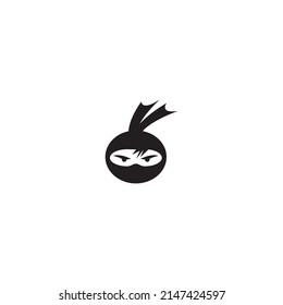 Ninja warrior icon. Simple black ninja head logo illustration design